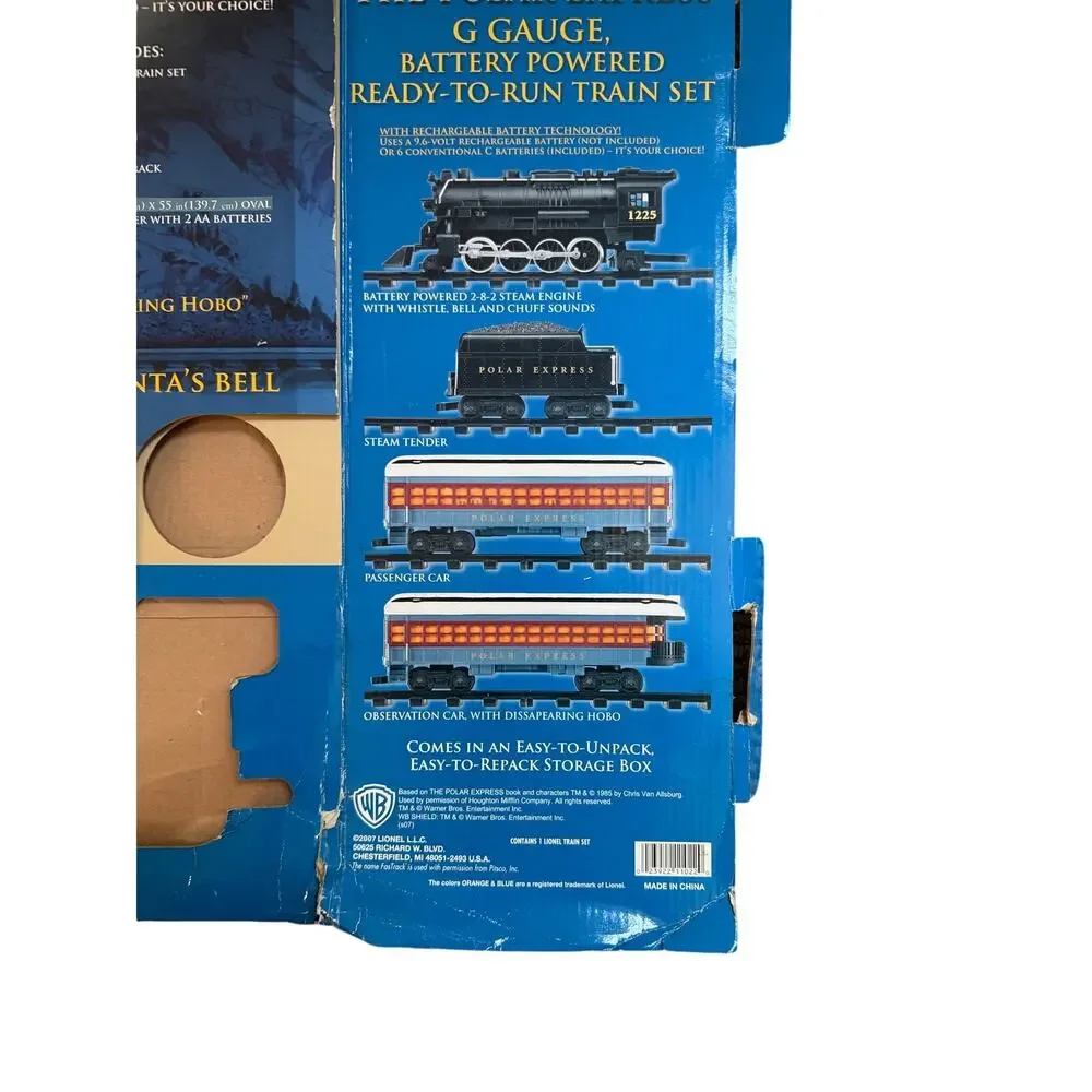 Lionel The Polar Express observation car with disappearing hobo G Gauge battery
